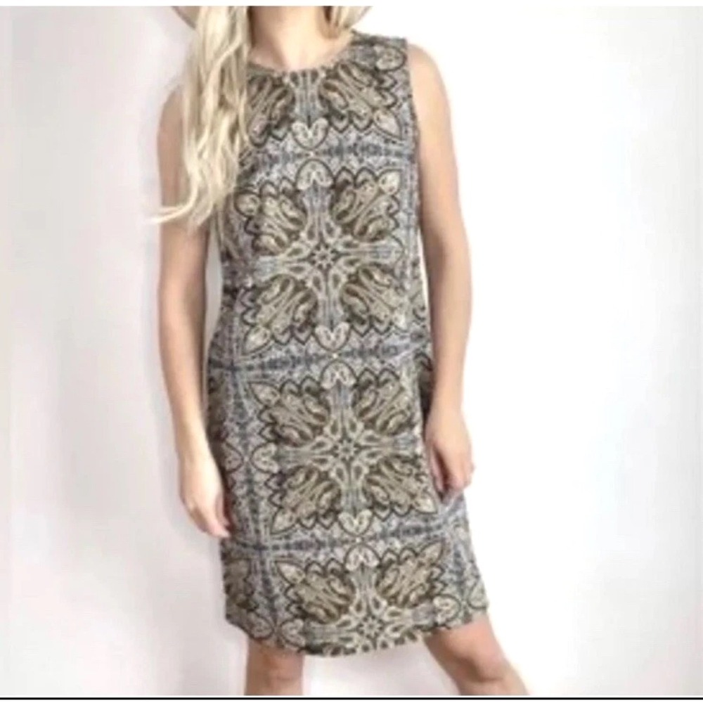 J. Jill Sleeveless Medallion Print Sheath Dress Women's Small